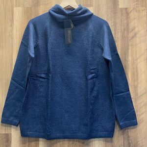 RENUAR - Heathered Navy Cowl Neck Sweater